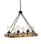 FARMHOUSE V.1 - Lampadario in stile factory a 6 luci in legno scuro opaco e ferro. Dimensioni 76*33*71 cm. - Gmk Design