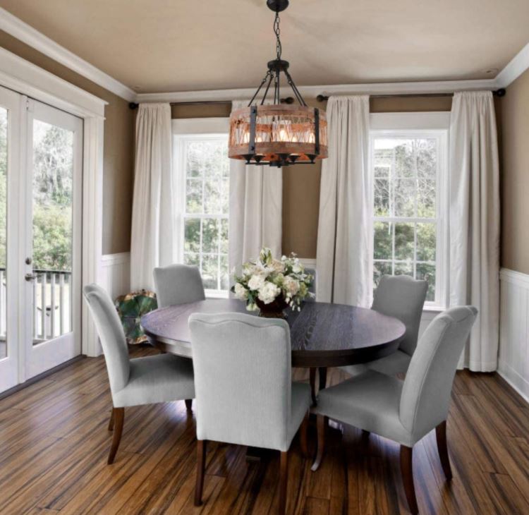 Lampada da soffitto circolare in legno e ferro con avvolgimento in corda di manila in stile navale - Gmk Design
