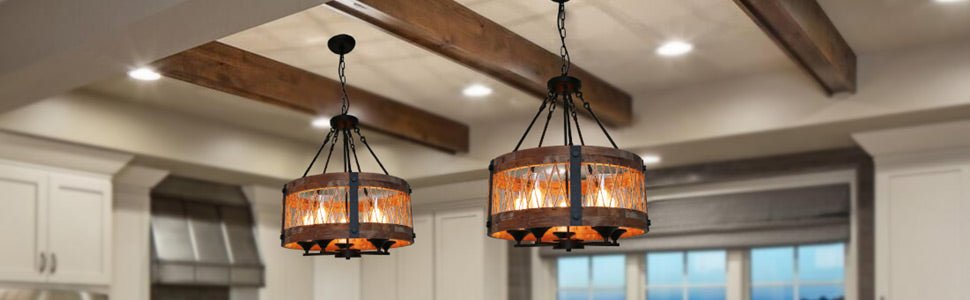 Lampada da soffitto circolare in legno e ferro con avvolgimento in corda di manila in stile navale - Gmk Design