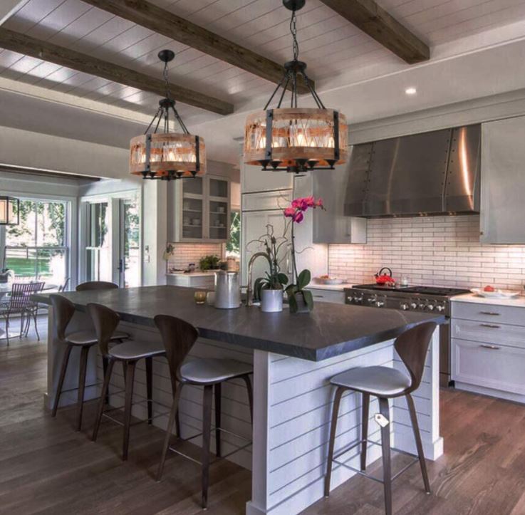 Lampada da soffitto circolare in legno e ferro con avvolgimento in corda di manila in stile navale - Gmk Design