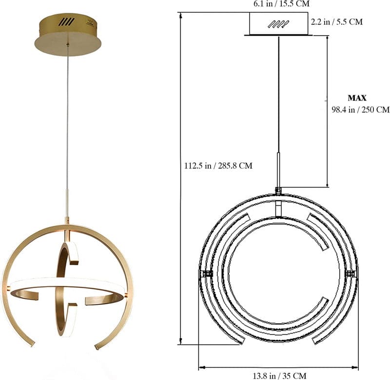 HYDRA - Lampadario a luci LED dal design moderno contemporaneo in metallo dorato. - Gmk Design