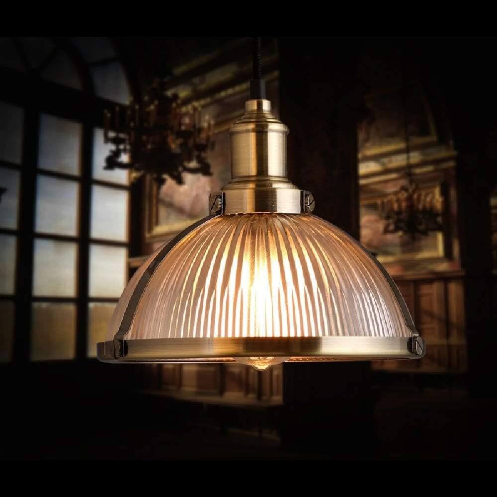 Lampade da soffitto retro vintage industriale con paralume in vetro ed inserti in metallo - Gmk Design