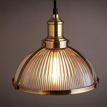 Lampade da soffitto retro vintage industriale  paralume in vetro ed inserti in metallo verniciato bronzo - Gmk Design