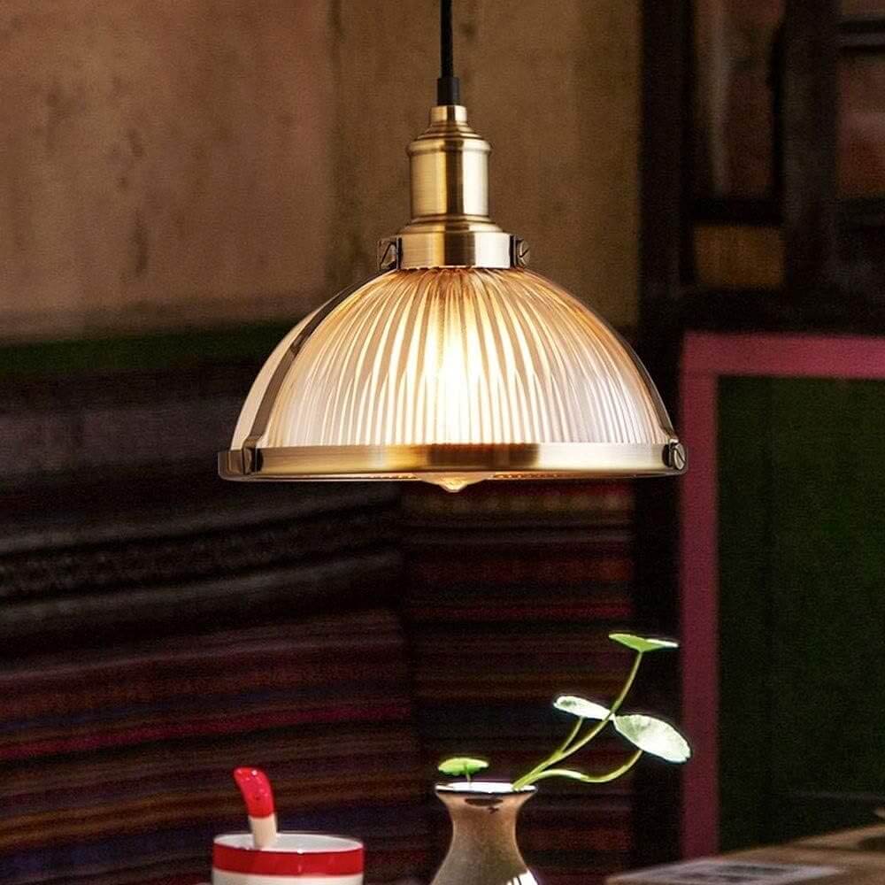 Lampade da soffitto in stile retro vintage industriale paralume in vetro inserti in metallo verniciato bronzo - Gmk Design