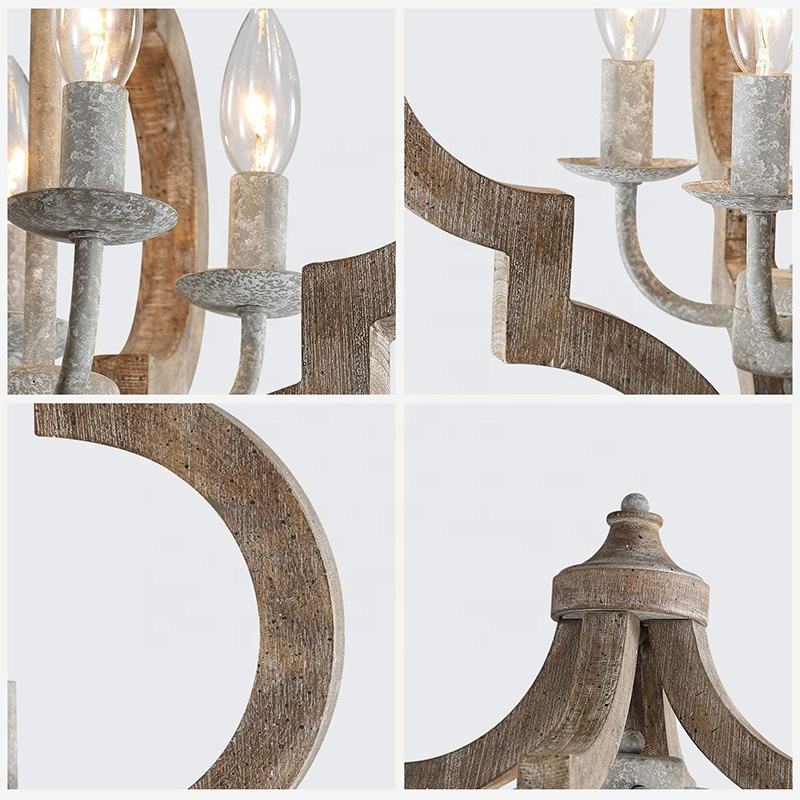 KAMPANULA - Lampadario rustico in ferro e legno antichizzato - Gmk Design