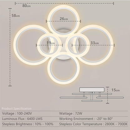 KYKLOS - Lampadario plafoniera moderna ad elementi geometrici circolari con luci a led azionabile in remoto. - Gmk Design