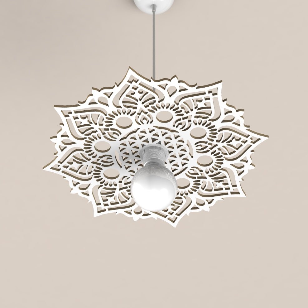 MANDALA - Lampadario a sospensione con design mandala, laccato bianco - Gmk Design