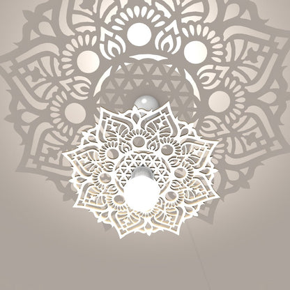 MANDALA - Lampadario a sospensione con design mandala, laccato bianco - Gmk Design