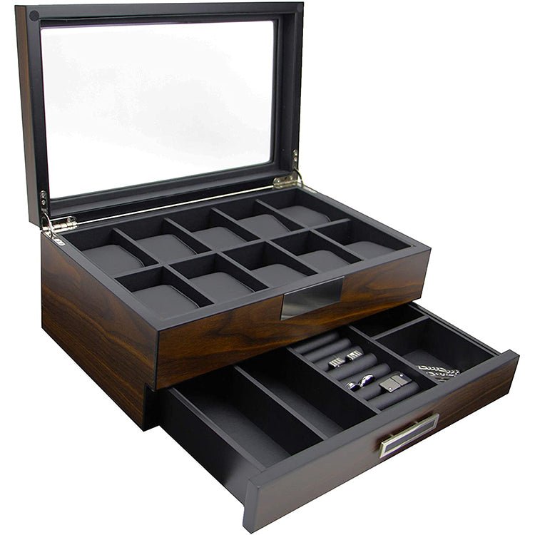 Vassoio leggero per occhiali da sole in PU e in legno massello, design moderno ed elegante, display a vista aperta per un facile accesso, capacità sufficiente per la conservazione (pu/solid wood 2 Vassoio leggero per occhiali da sole in PU e in legno massello, design moderno ed elegante, display a vista aperta per un facile accesso, capacità sufficiente per la conservazione (pu/solid wood 2