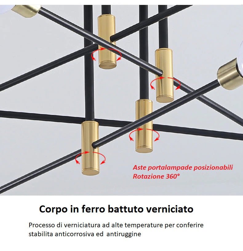 MODERNO - Lampadario in stile moderno personalizzabile disponibile in diverse configurazioni - Gmk Design