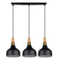 MODERNO V.1 BLACK - Lampadario dallo stile moderno nordico minimalista con inserti in legno e metallo dorato - Gmk Design
