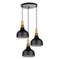 MODERNO V.1 BLACK - Lampadario dallo stile moderno nordico minimalista con inserti in legno e metallo dorato - Gmk Design