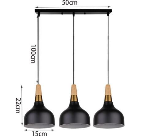 MODERNO V.1 BLACK - Lampadario dallo stile moderno nordico minimalista con inserti in legno e metallo dorato - Gmk Design