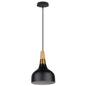 MODERNO V.1 BLACK - Lampadario dallo stile moderno nordico minimalista con inserti in legno e metallo dorato - Gmk Design