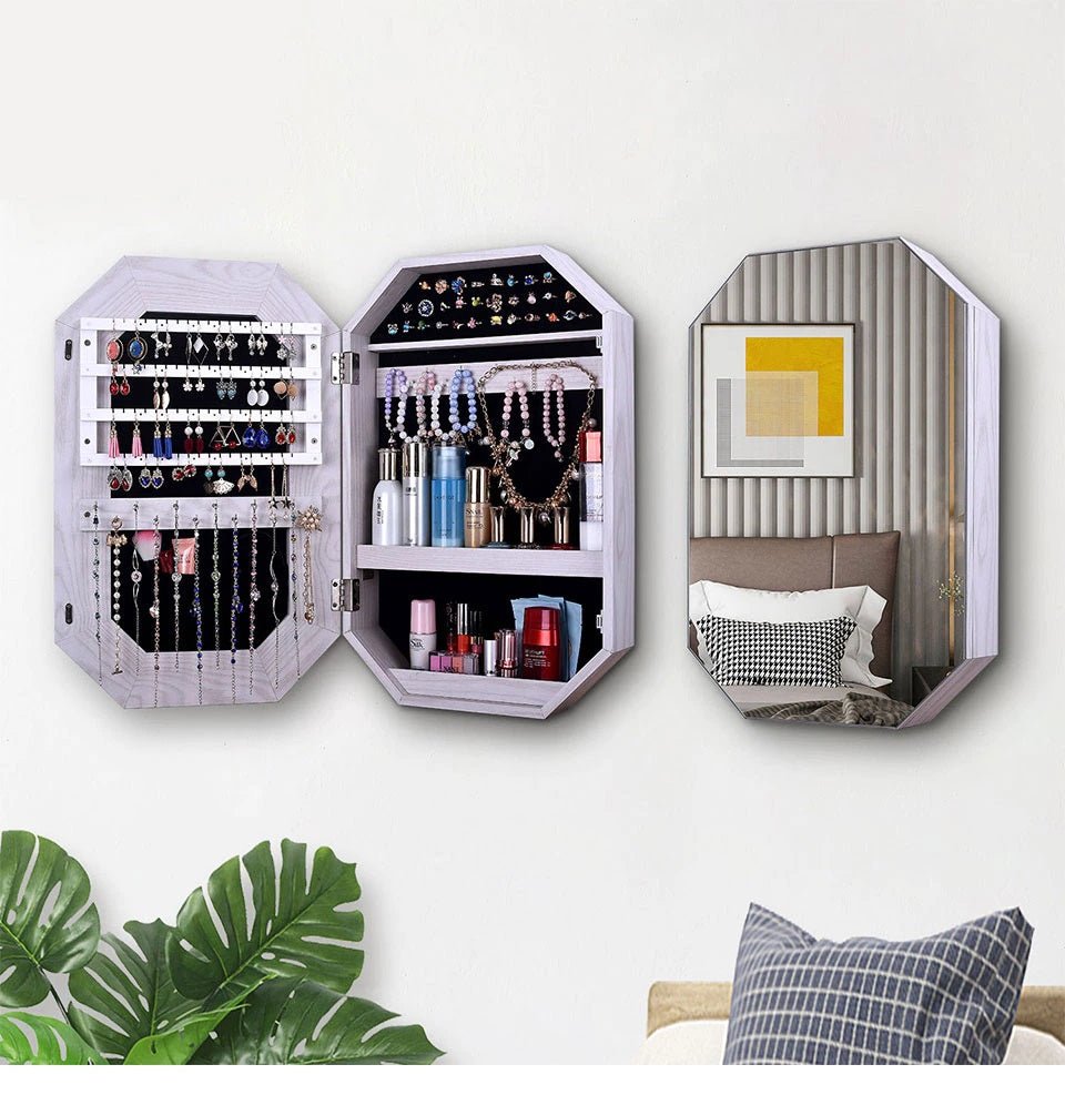 Organizer per gioielli e trucchi con specchio. FORMA OTTAGONALE. - Gmk Design