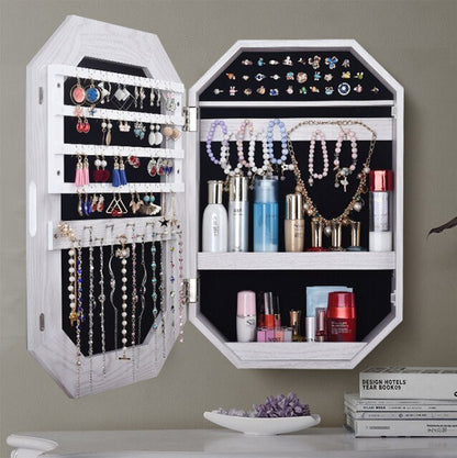 Organizer per gioielli e trucchi con specchio. FORMA OTTAGONALE. - Gmk Design