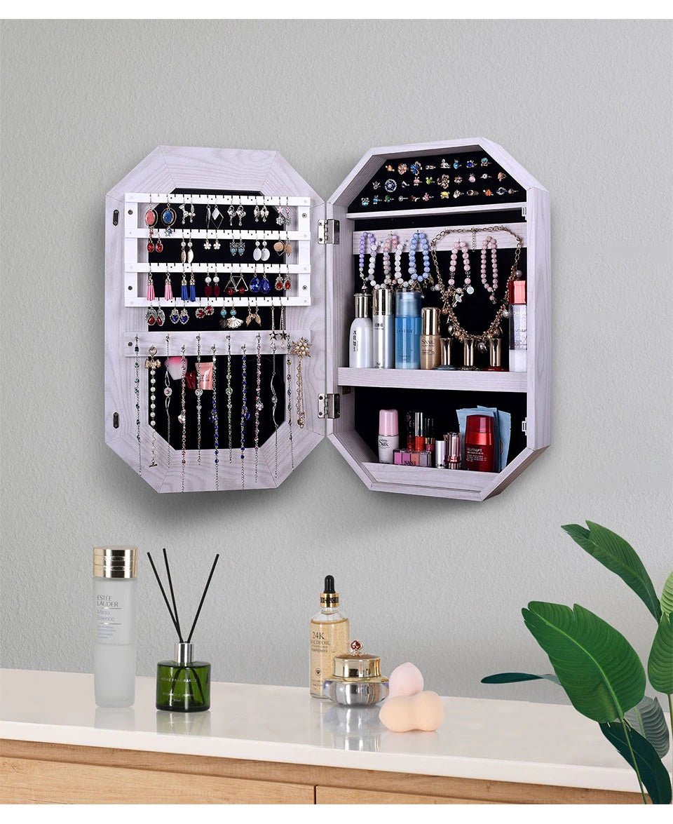 Organizer per gioielli e trucchi con specchio. FORMA OTTAGONALE. - Gmk Design