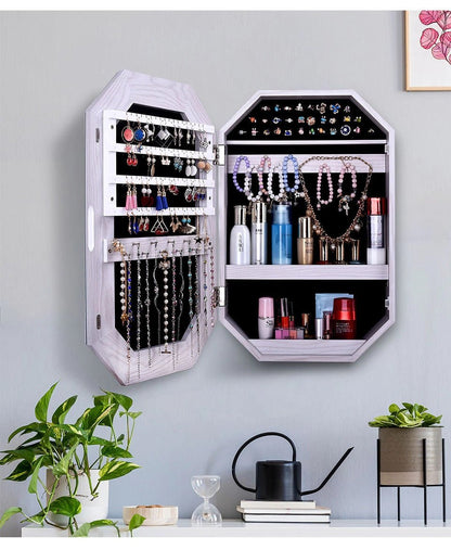 Organizer per gioielli e trucchi con specchio. FORMA OTTAGONALE. - Gmk Design