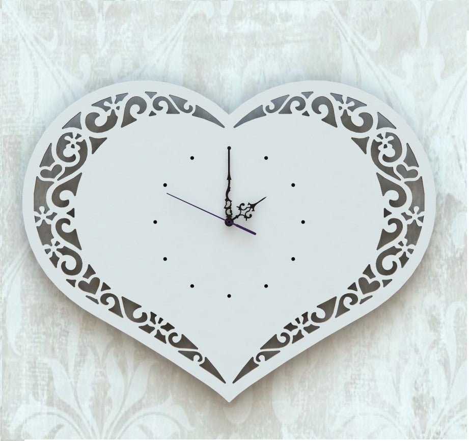 Orologio Cuore Shabby chic a parete. Dimensioni 55x43cm - Gmk Design