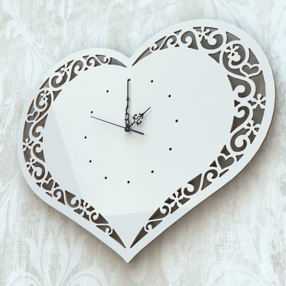 Orologio Cuore Shabby chic a parete. Dimensioni 55x43cm - Gmk Design