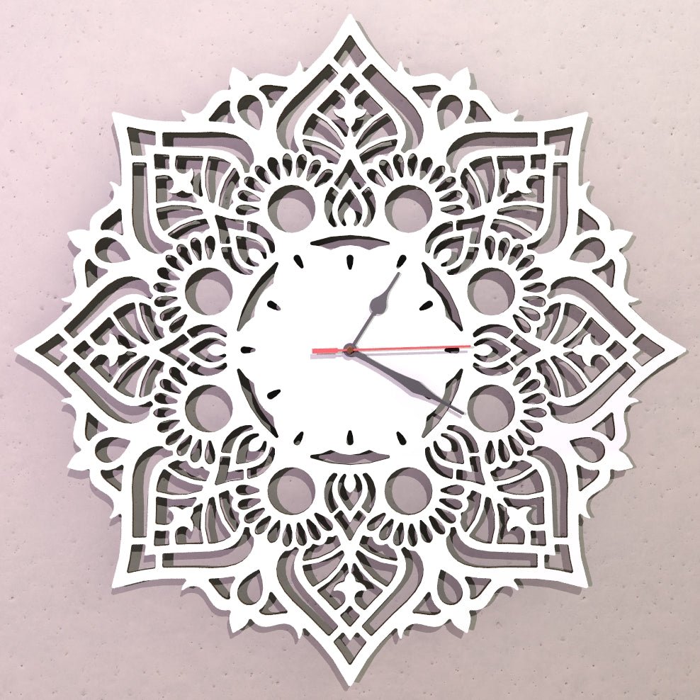 Orologio Mandala Bianco a parete Design Arredo Artigianale Grande 48cm - Gmk Design