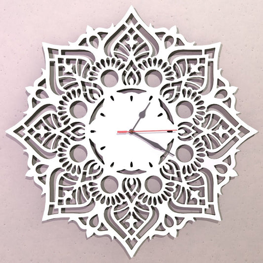 Orologio Mandala Bianco a parete Design Arredo Artigianale Grande 48cm - Gmk Design