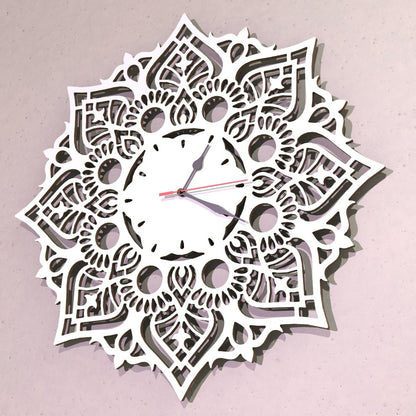 Orologio Mandala Bianco a parete Design Arredo Artigianale Grande 48cm - Gmk Design