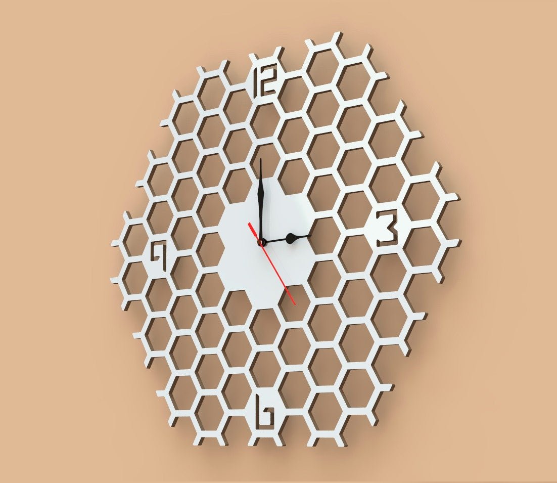 Orologio Nido d'api bianco a parete Arredo Design Artigianale Grande 48cm - Gmk Design