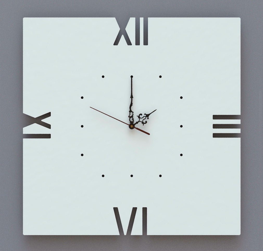 Orologio Quadrato Minimal Bianco a parete Design Artigianale Grande 43cm - Gmk Design