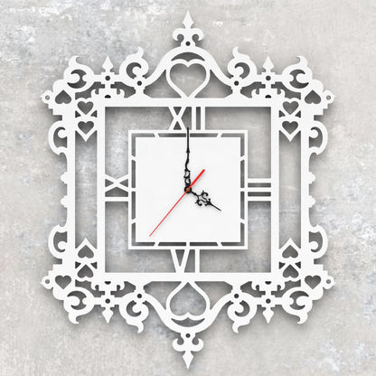 Orologio Shabby country chic a parete Design Bianco Artigianale Grande 54x44 cm - Gmk Design