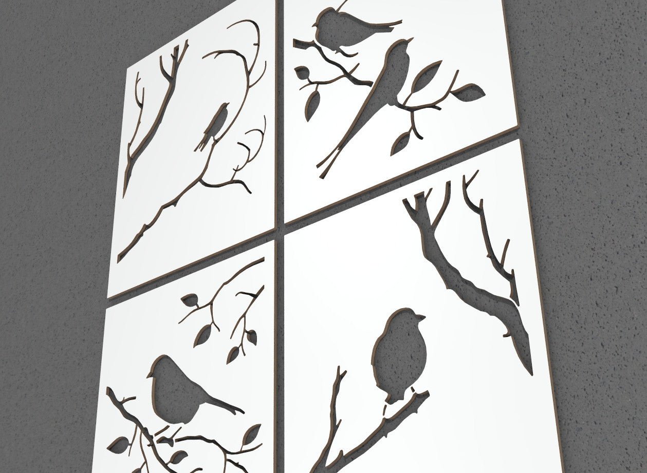 Pannelli quadri traforati Uccelli Rami Autunno – Gmk Design