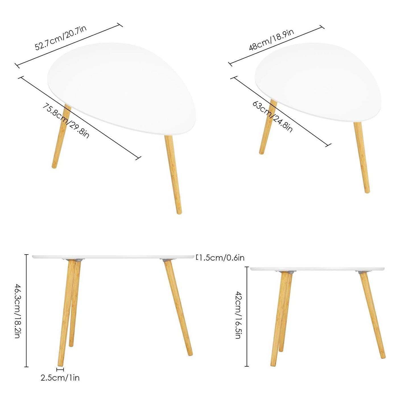 Set di 2 tavolini in in legno di bambù per salotto - V.1 - Gmk Design