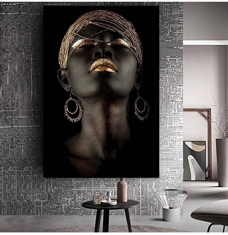 Stampe su tela di alta qualità donna di colore, sensualità, arte astratta moderna - Gmk Design