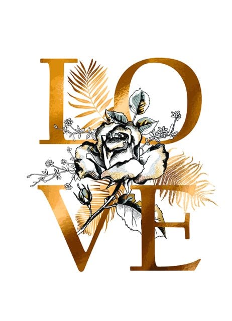 Stampe su tela di alta qualità raffiguranti immagini di fiori dorati in differenti design - Gmk Design