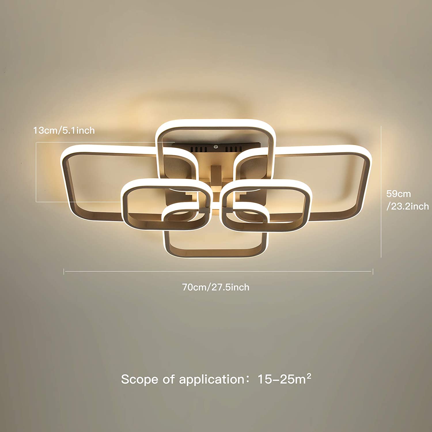 TETRAGONO - Lampadario moderno ad elementi geometrici quadrati con luci a led azionabile in remoto. - Gmk Design