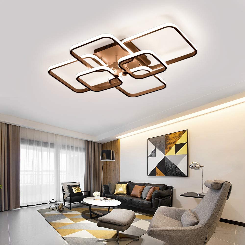 TETRAGONO - Lampadario moderno ad elementi geometrici quadrati con luci a led azionabile in remoto. - Gmk Design