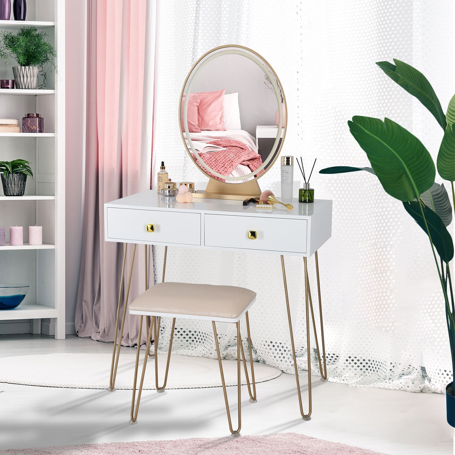 Toeletta per trucco, make-up organizer. DESIGN MODERNO colore bianco. - Gmk Design