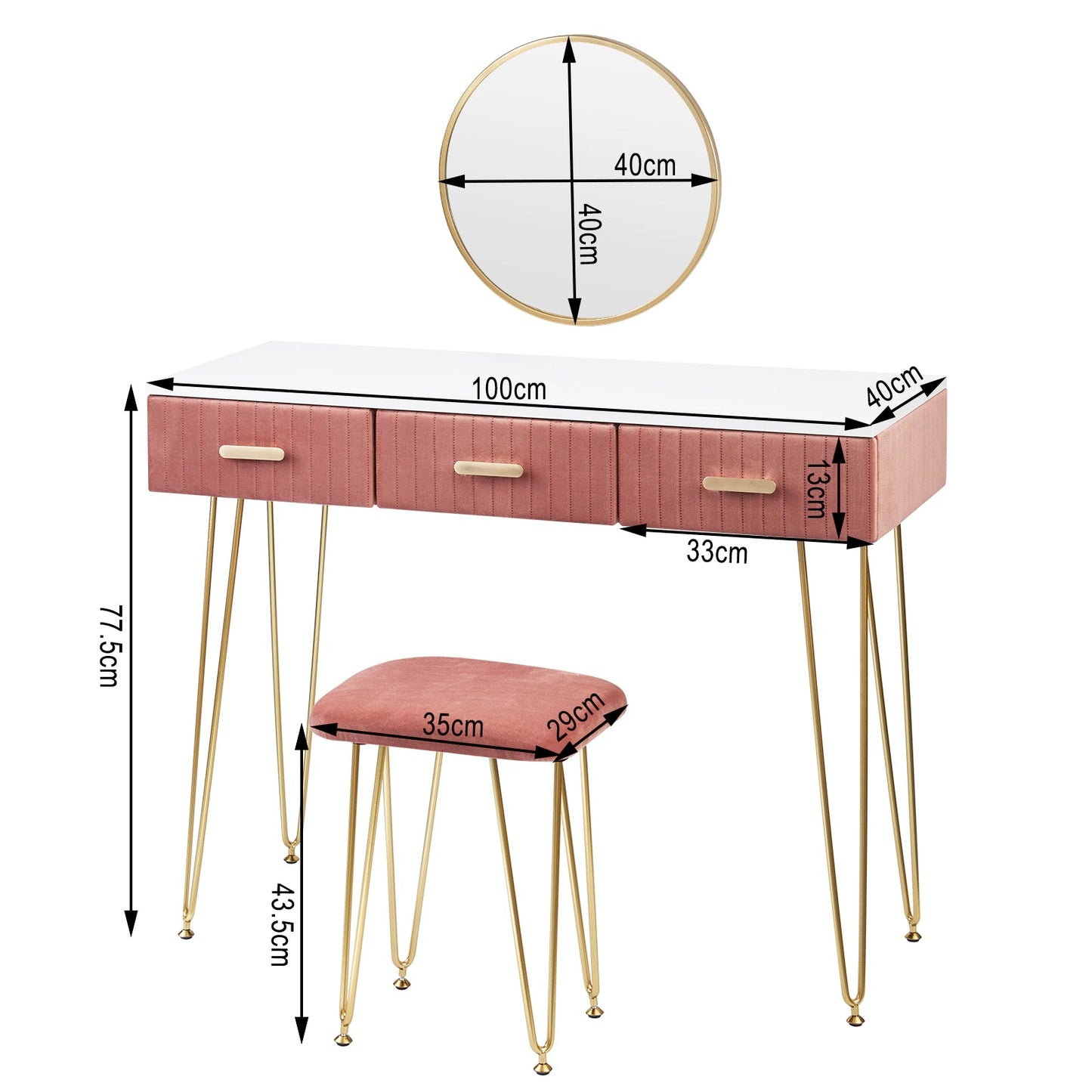 Toeletta per trucco, make-up organizer. DESIGN MODERNO rivestita in vellutato, colori grigio o rosa - Gmk Design