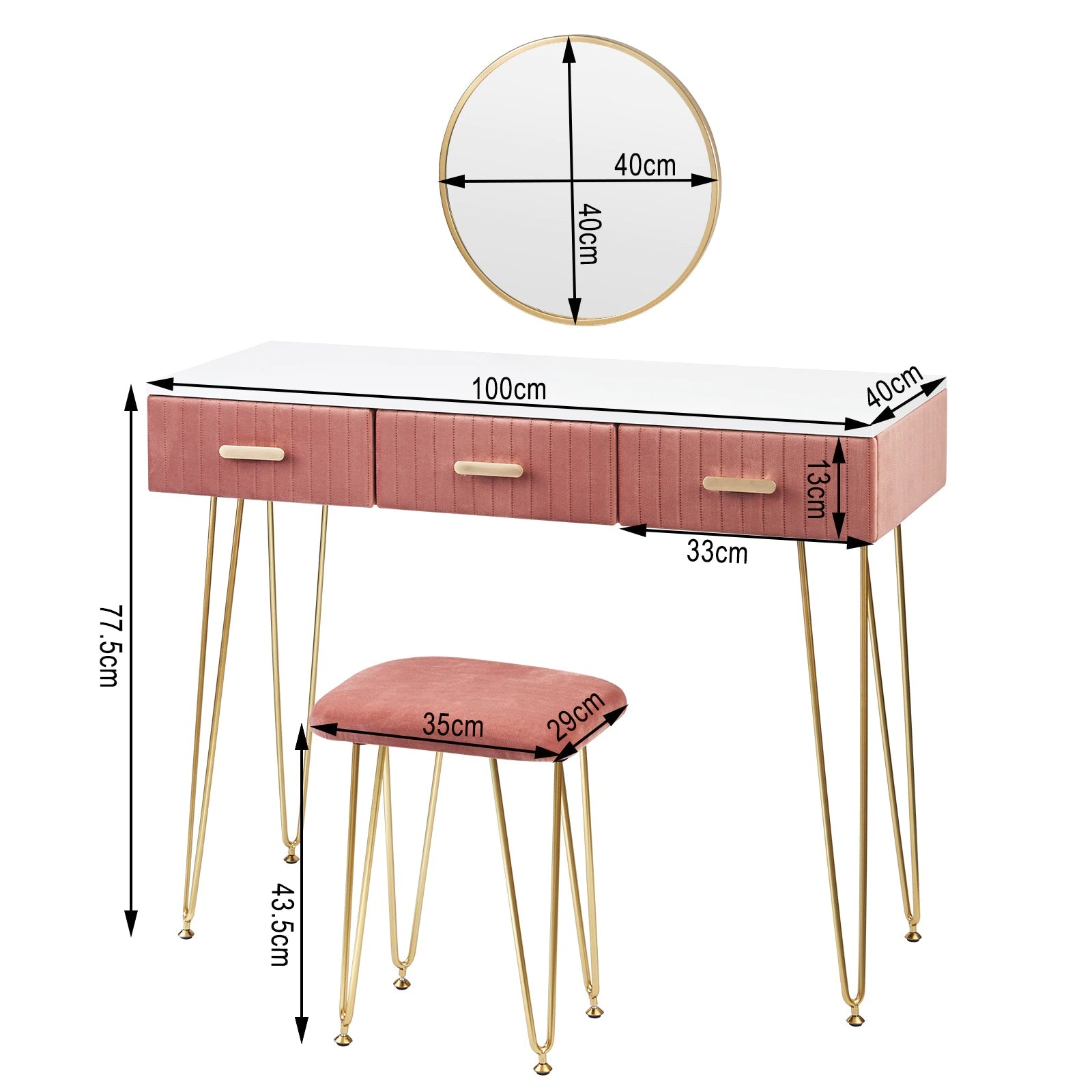 Toeletta per trucco, make-up organizer. DESIGN MODERNO rivestita in vellutato, colori grigio o rosa - Gmk Design