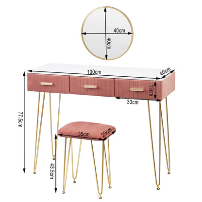 Toeletta per trucco, make-up organizer. DESIGN MODERNO rivestita in vellutato, colori grigio o rosa - Gmk Design