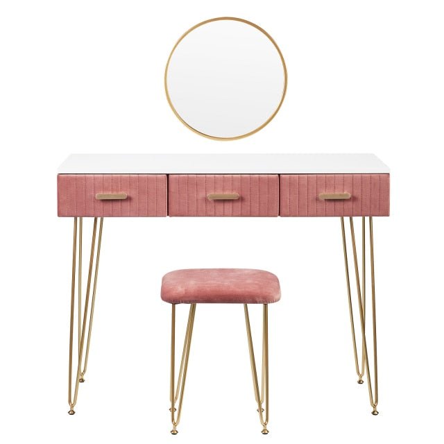 Toeletta per trucco, make-up organizer. DESIGN MODERNO rivestita in vellutato, colori grigio o rosa - Gmk Design
