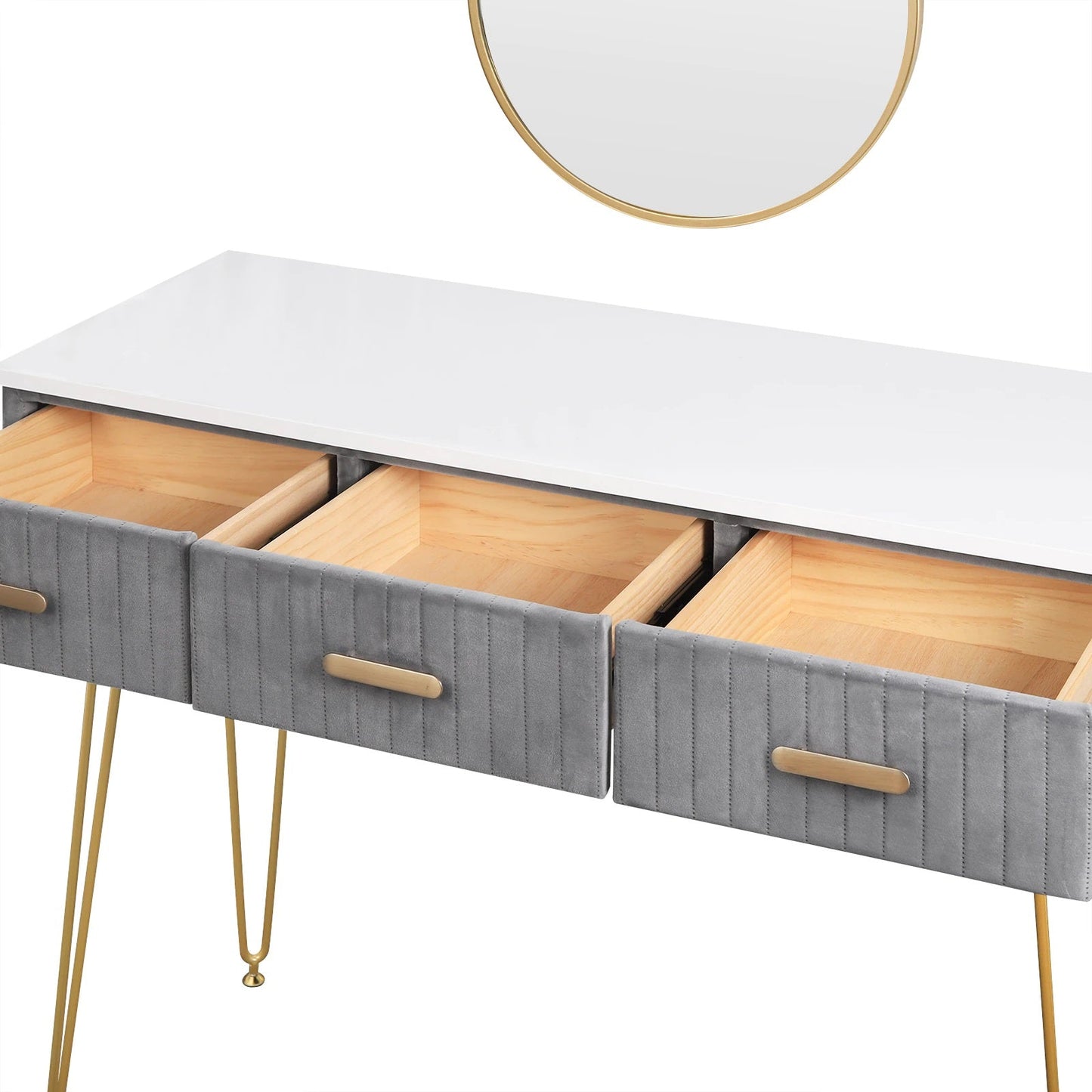 Toeletta per trucco, make-up organizer. DESIGN MODERNO rivestita in vellutato, colori grigio o rosa - Gmk Design