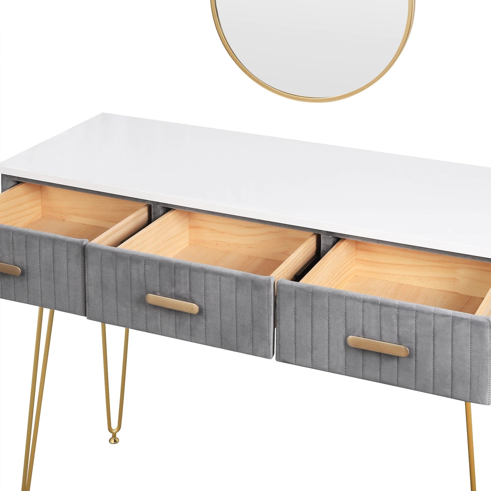 Toeletta per trucco, make-up organizer. DESIGN MODERNO rivestita in vellutato, colori grigio o rosa - Gmk Design