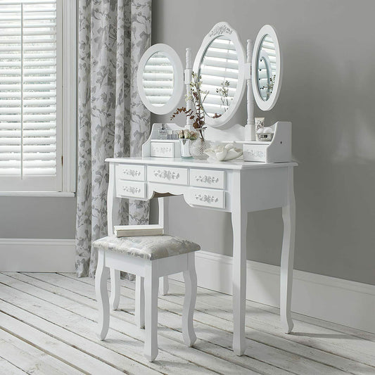 Toeletta per trucco, make-up organizer. DESIGN RETRÓ colore bianco. - Gmk Design