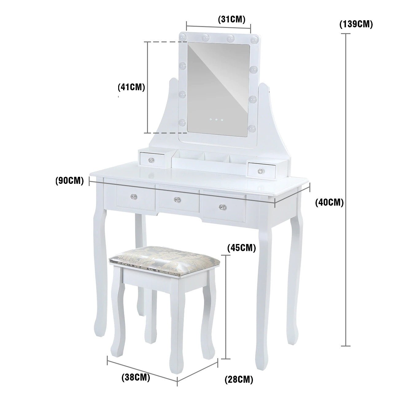 Toeletta per trucco, make-up organizer. DESIGN VINTAGE colore bianco. - Gmk Design