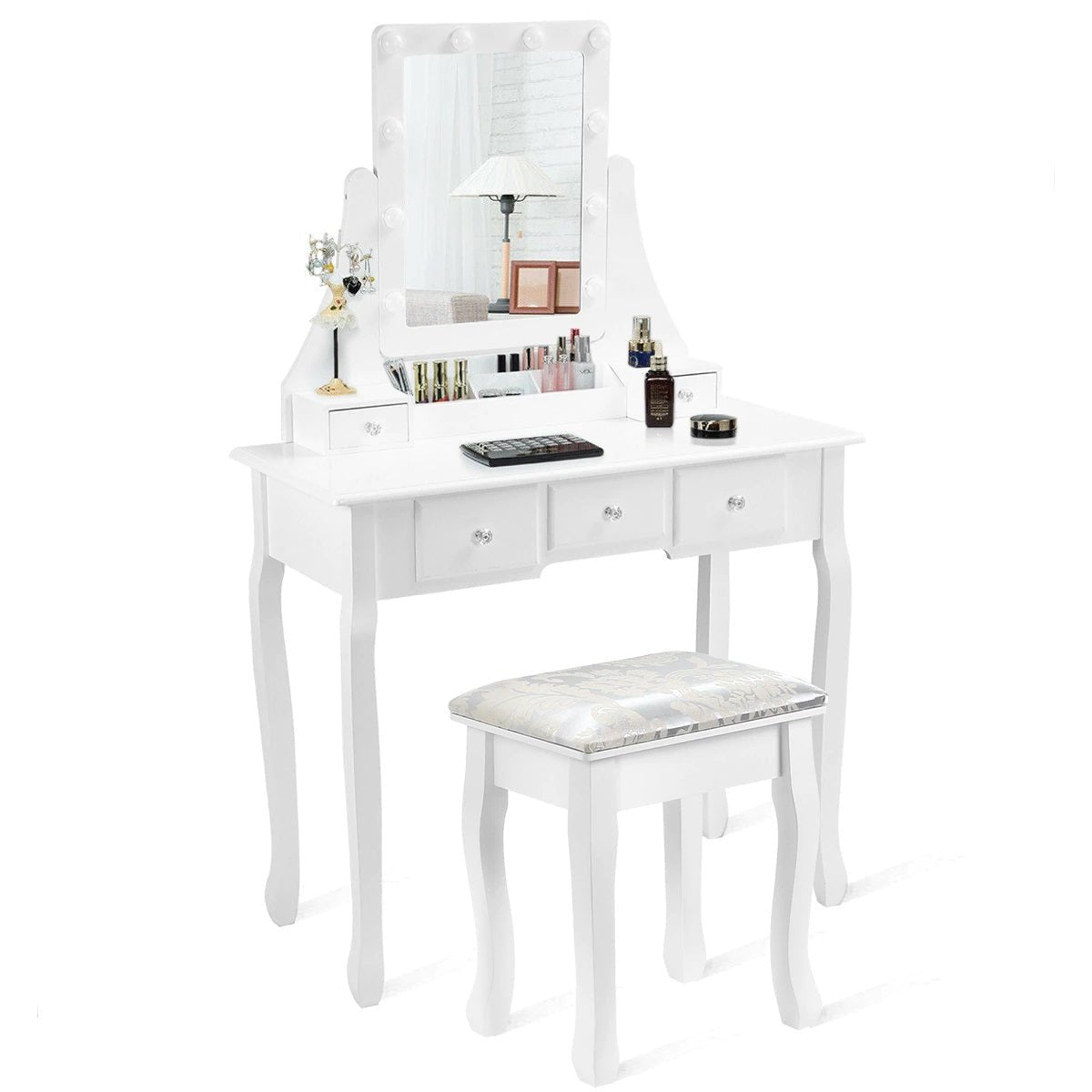 Toeletta per trucco, make-up organizer. DESIGN VINTAGE colore bianco. - Gmk Design