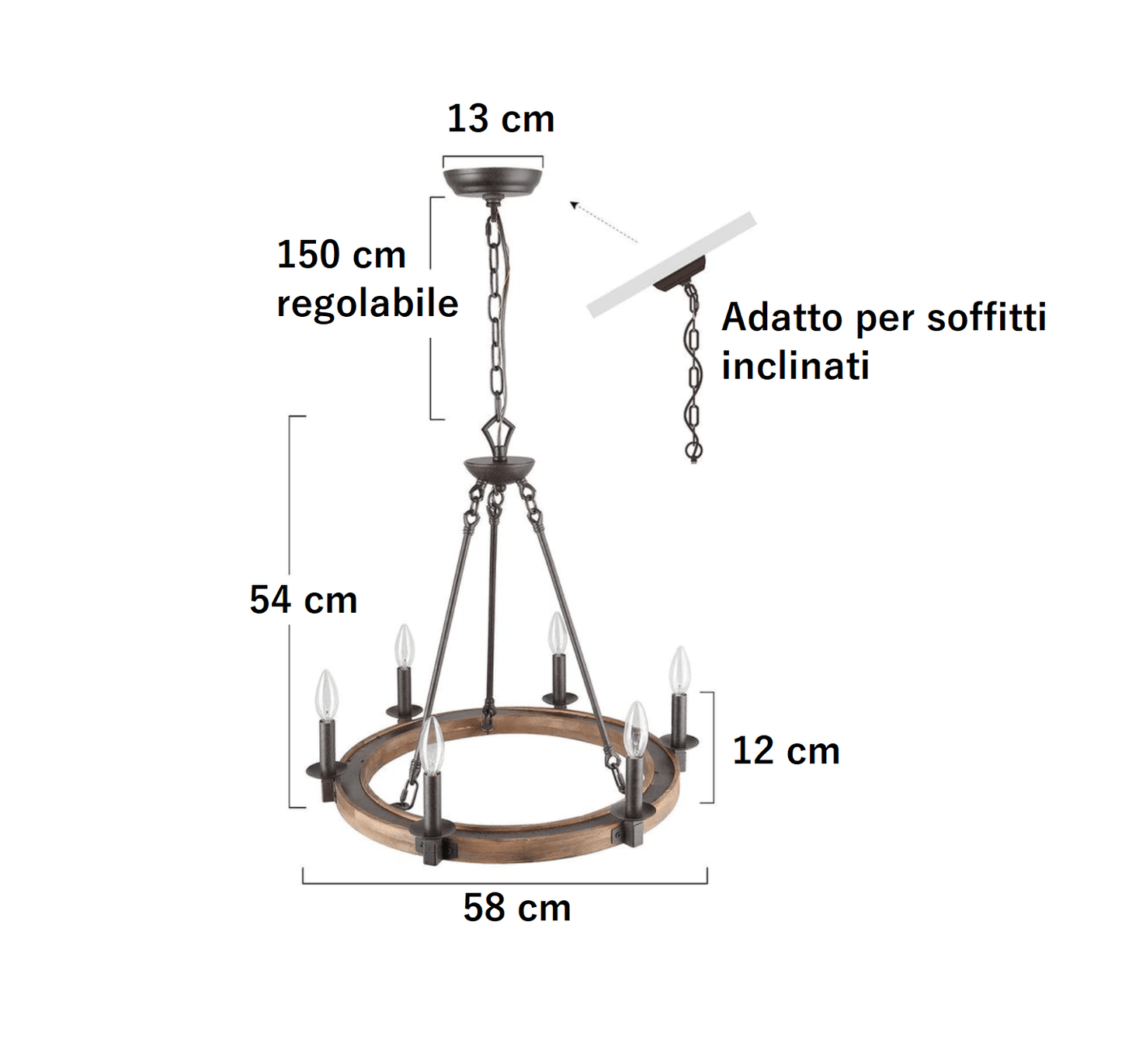 URANO - Lampadario dalle linee classiche di forma circolare a ruota di carro - Gmk Design